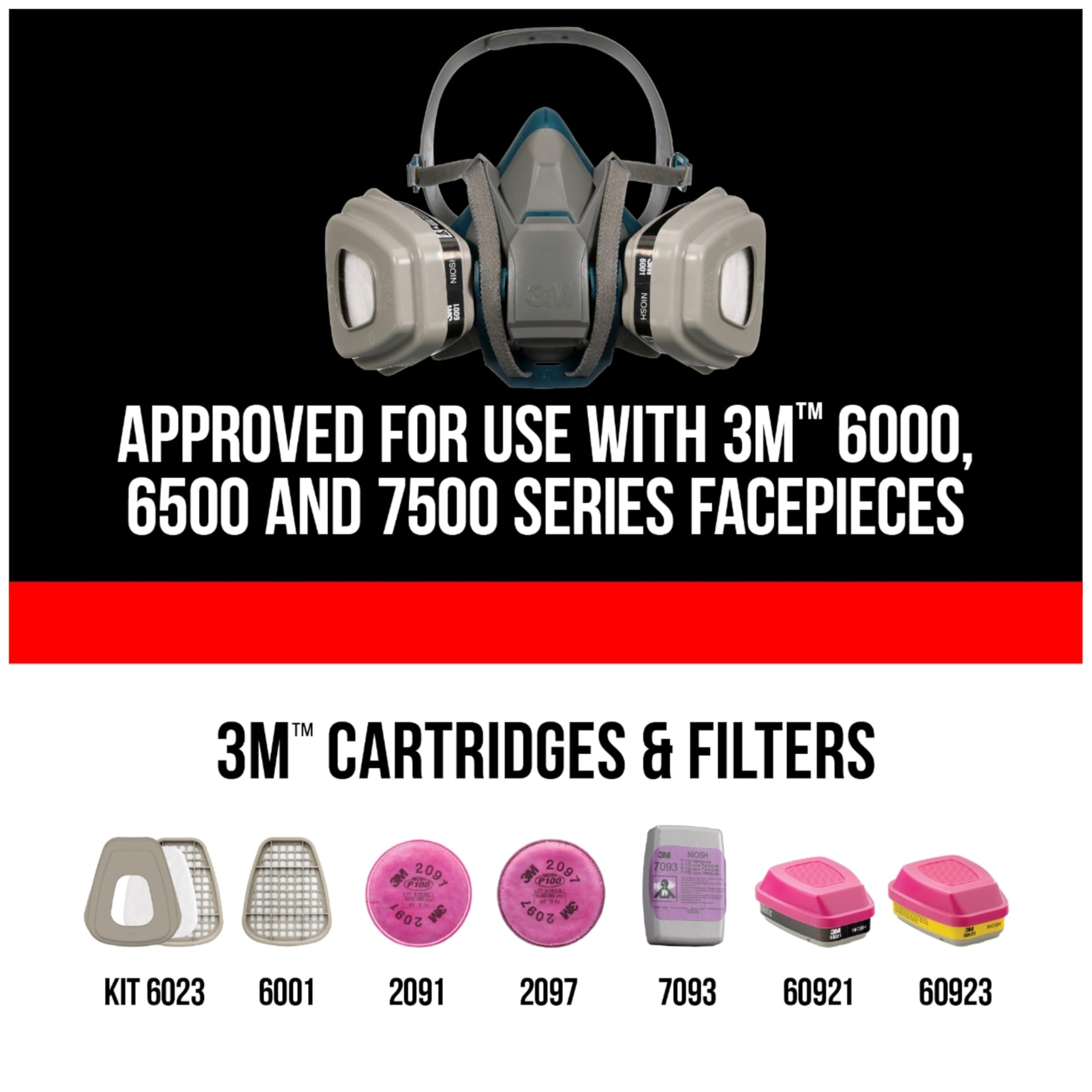 3M Replacement Cartridges for Multi-purpose Respirator, 60923H1-DC